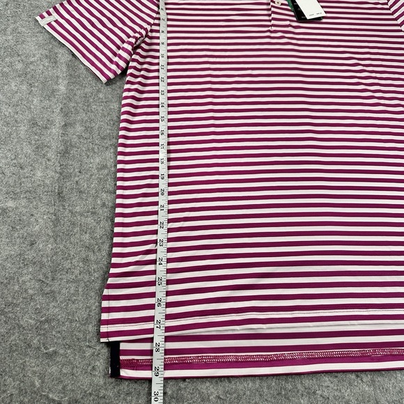 RLX Ralph Lauren Performance Golf Wicking Stretch Vivid Pink Stripe Polo M New - Picture 8 of 8